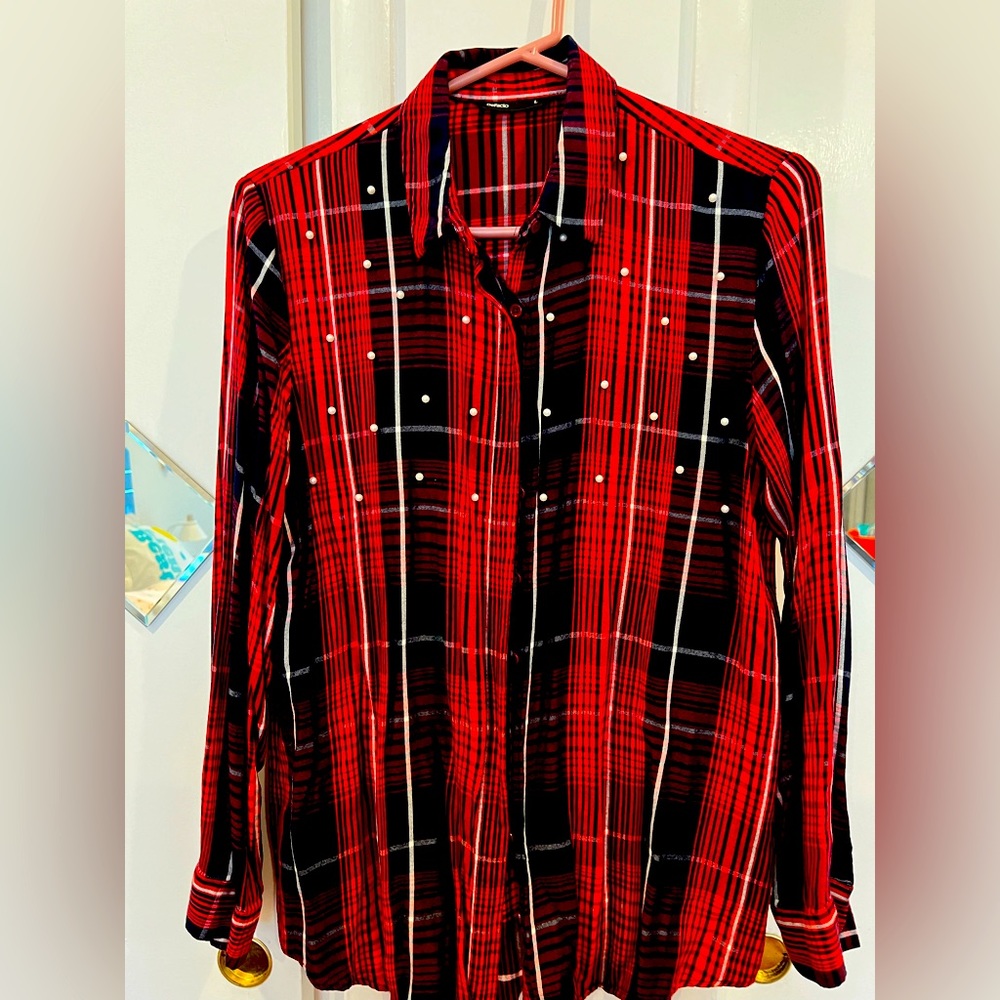 Women soft shirt with pearls upper size Large